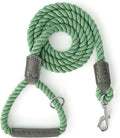Mile High Life Dog Leash, Braided Cotton Rope Leashes with Leather Handle - Heavy Duty Metal Clasp, 6FT, 1/2" Thick - Wedding, Walking & Training Leash for Small Medium Large Dogs (Kashmir)