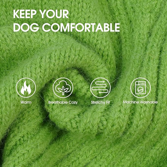 IECOii Extra Large Dog Sweater 4XL,Thermal Warm Dog Sweaters for Giant Breed Dogs,Turtleneck Knitted Knitwear for Pet Winter,Stretchy&Easy On Dogs Sweatshirt for Doberman,Great Dane(Grass green,XXXXL)