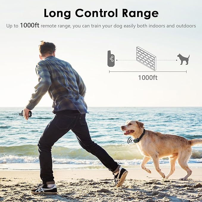 Shock Collar for Dogs, IP67 Waterproof Dog Training Collar with Remote, 3 Training Modes with Beep, Vibration, and Safe Static, Rechargeable E Collar for Large Medium