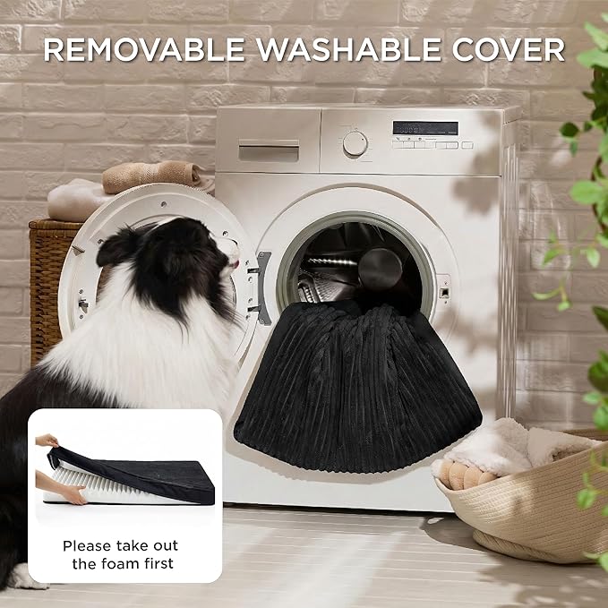 Bedsure ComfyFleece Dog Bed Medium Size Dog - Orthopedic Pet Beds with Removable Washable Cover, NOT Waterproof Egg Crate Foam Puppy Mat, Suitable for Pet Up to 35 lbs, 29"x18"x2.8", NOT for Chewers