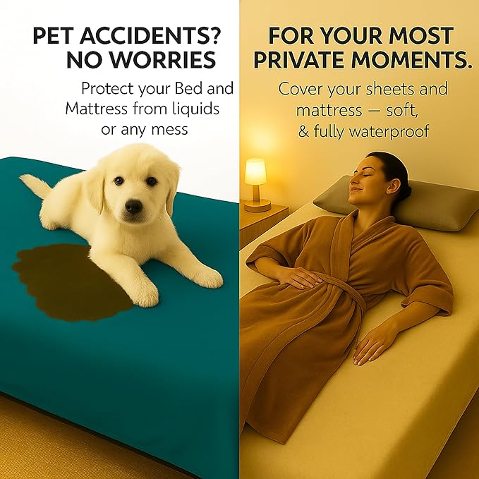 Waterproof Blanket for Bed or Couch – Soft and Leakproof Waterproof Throw Blanket, Water Proof & Stain Resistant Easy to Clean Throw Blanket Cover for Adults or Pets, Reversible Blue/Beige 60"x80"