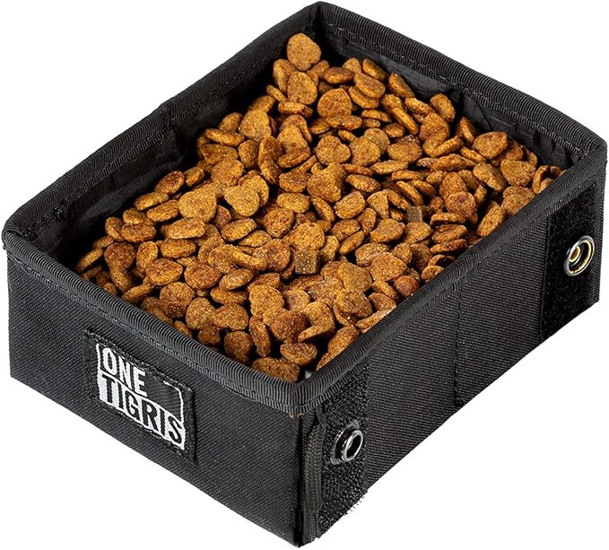 OneTigris Military Pet Bowl Collapsible 32 oz Treat Food & Water Holder for Small to Medium Puppy Dog