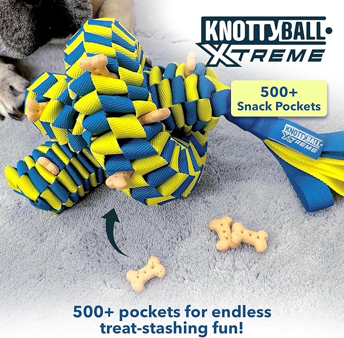 Race&Herd KnottyBall Xtreme Snuffle Ball for dogs, Interactive Dog Puzzle Toy for Dogs, Stimulating Dog Toys for Boredom, Treat Puzzle Toys for Dogs Enrichment, Snuffle Treat Dispensing Smart Dog Toys