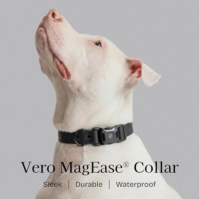 2026 New Edition, Fei & Eve PVC MagEase Dog Collar - Patented Magnetic Buckles | Fur-Safe | 450LB Escape-Proof | Adjustable Fit | Medium (Black)