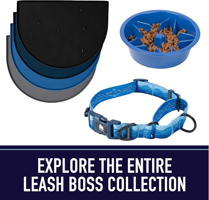Leash Boss 15 Foot Dog Leash with Padded Handle - Long Leash for Hiking, Camping, Exploring, or Walking (15 Ft, Black/Red/Grey)