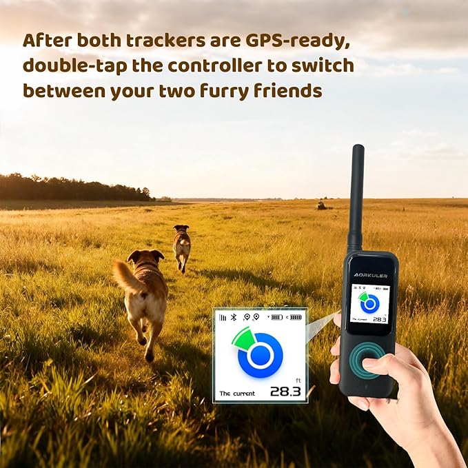 2-Pack Outdoor GPS Dog Tracker for Two Dogs – Real-Time Tracking, No Phone or Signal Needed, Perfect for Hiking, Camping, Farms, and Large Open Spaces, No Subscription Fees
