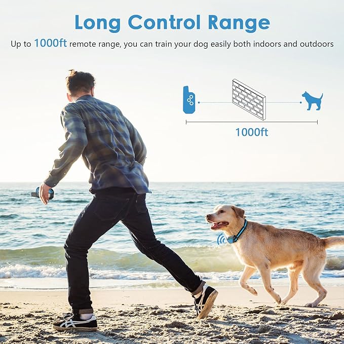 Shock Collar for Dogs, IP67 Waterproof Dog Training Collar with Remote, 3 Training Modes with Beep, Vibration, and Safe Static, Rechargeable E Collar for Large Medium