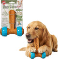 SPOT Bam-Bones Plus Gigglers T-Barbell Durable Dog Chew Toy with Sounds, Bamboo Fiber & Nylon with Rubber Ends, Peanut Butter Flavor, Non-Splintering, for Heavy Chewers & Dogs Under 50 Lbs, 6 Inch