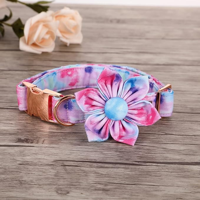 Elegant little tail Colorful Dog Collar for Female or Male Dogs, Flower Pet Collar Adjustable Dog Collars with Flower Gift for Small Dogs