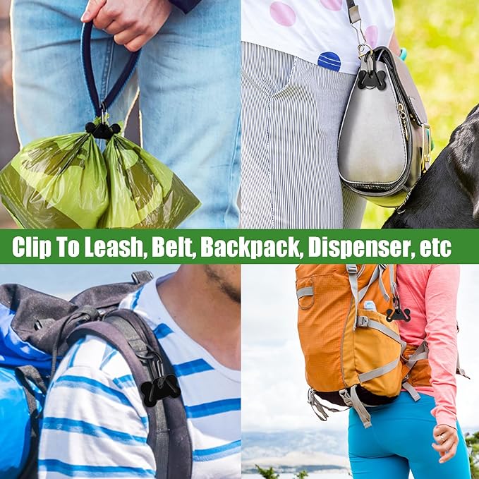 Dog Poop Bag Holder for Waste Bags Dispenser Leash Pet Waste Bag Carrier Hand Free Walking Holder,2PCS Black Holders