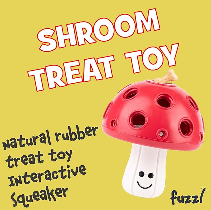 Eco Rubber Magic Shroom Puzzle Enrichment Toy - Red - Long Lasting Dog Treat Toys for Aggressive Chewers Strong Dog Toy for Dogs Durable Puppy Toys