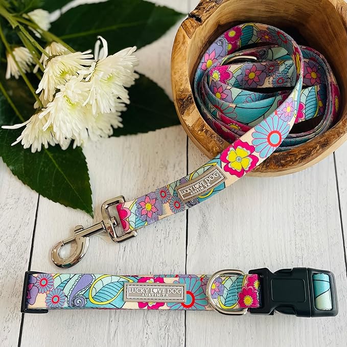 Lucky Love Dog Leash, Beautiful Flower Pattern Female Dog Leash for Large Dogs, Durable & Long Lasting, Caroline, Small