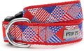 THE WORTHY DOG Collar for Medium Dogs, Adjusts 12-18 inches, Durable Nylon Webbing, Quick Release Buckle, Americana Pattern, Red/White/Blue, Medium