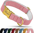 Personalized Dog Collar with Gold Metal Buckle, Velvet Custom Dog Collars for Small, Medium & Large Dogs – Puppy Collars with Metal Buckle, 4 Sizes, 8 Colors (Pink, S, 9"-12")