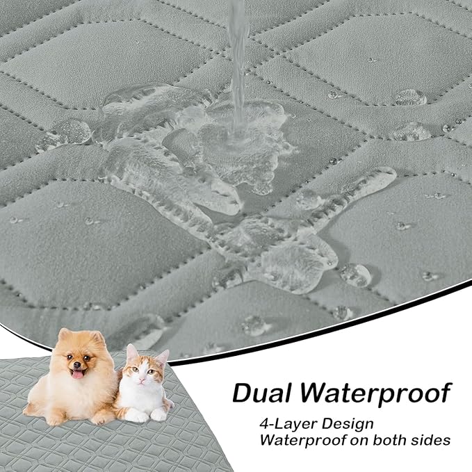 hyha Waterproof Dog Bed Blanket, Soft Pet Blankets, Waterproof Couch Cover for Dogs, Reversible Sofa Covers Washable for Furniture (40x80 Inch, Grey/Grey)