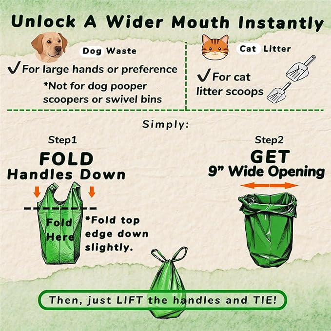 Ultra Thick & Deep RockRhino Dog Poop Bags for Large & XL Breeds | 4-Layer Interlocking Bottom | 100% Home Compostable, 0% Plastic | Vanilla-Scented | 60 Bags, Easy Open Tie Handles, Not for Scooper