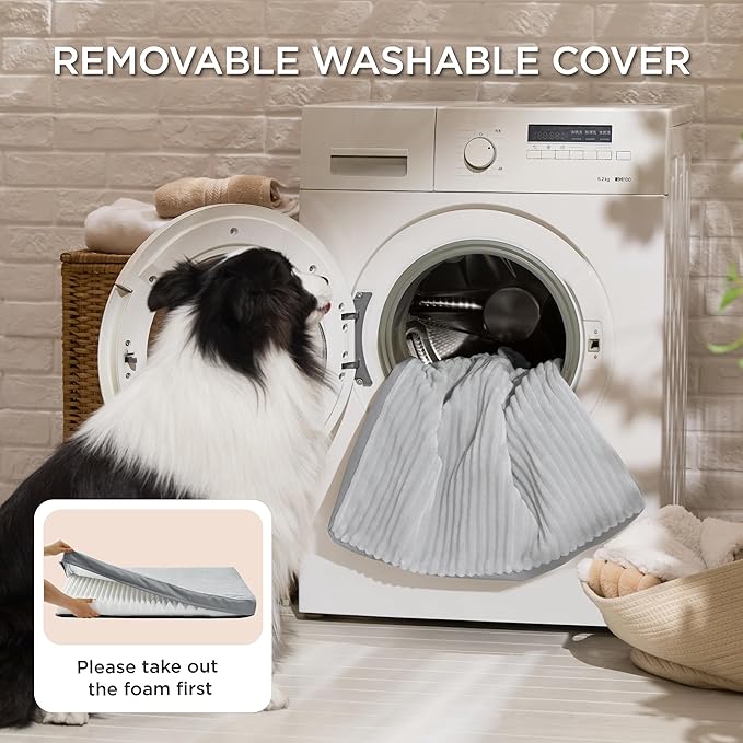 Bedsure ComfyFleece XL Dog Bed for Crate - Extra Large Orthopedic Pet Beds with Removable Washable Cover, NOT Waterproof Egg Crate Foam Mat for Pets Up to 80 lbs, 41"x27"x3.3", Not for Chewers