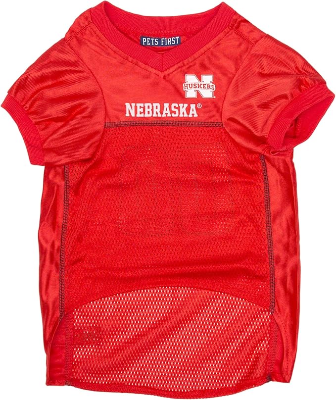 Pets First NCAA College Nebraska Cornhuskers Mesh Jersey for DOGS & CATS, Large. Licensed Dog Jersey with your Favorite Football/Basketball College Team