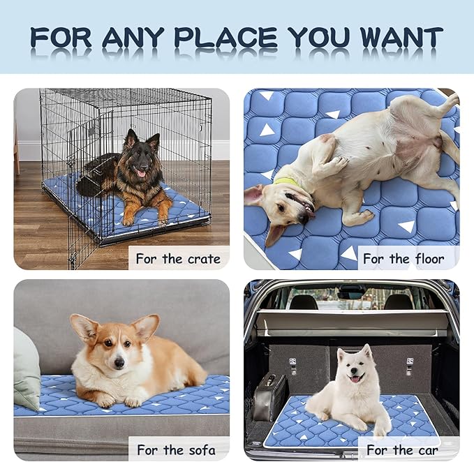Dog Crate Mat, Ultra Soft Dog Bed Mat for Sleeping with Anti-Slip Bottom, Washable Kennel Pad for Large Medium Small Dogs Breeds with Cute Prints and Dark Colored to Hide Stains (52" X 28")