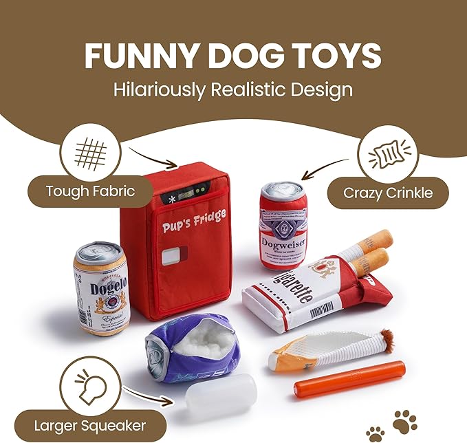 Nocciola Funny Dog Toy Set for Small Medium Large Breeds, Squeaky Crinkle Plush Stuffed Chew Toys, Holiday Birthday Pet Gifts
