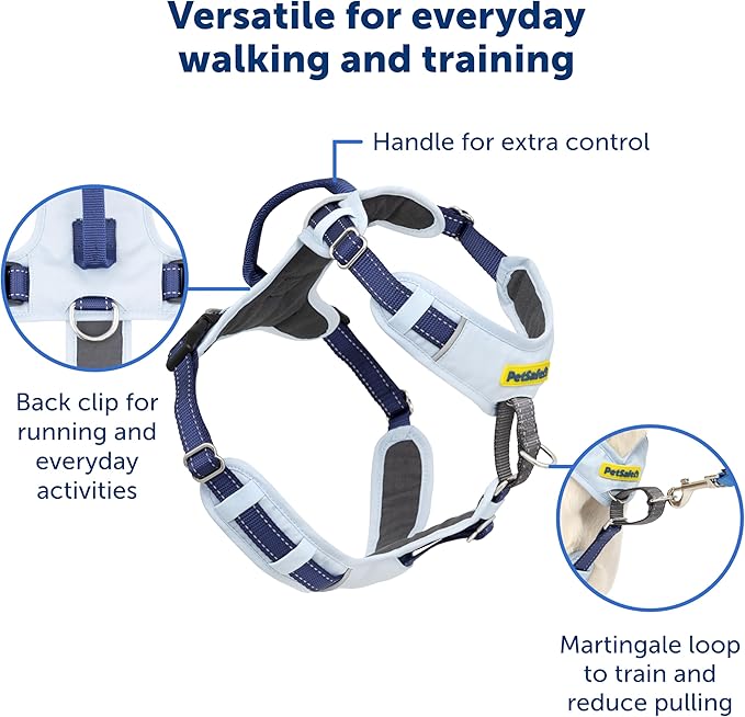 PetSafe Easy Walk Comfort No-Pull Dog Harness - Better Walk Training Harness - Full Body Padded Design - Durable Fabric - 5 Point Adjustable Fit - Everyday Leash Training - Blue - Small/Medium
