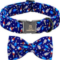 Lionheart glory American Flag Dog Collar 4 of July Independence Patriotic Dog Bow Collars Heavy Duty Adjustable Soft Collar with Bowtie for Large Dogs Pet Gift