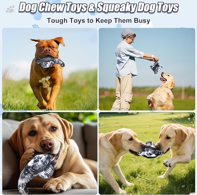 Dog Toys for Aggressive Chewers, Indestructible Dog Toys for Large Dogs, Tough Chew Toys for Large Medium Breed, Dog Toy to Keep Them Busy, Bacon Flavor
