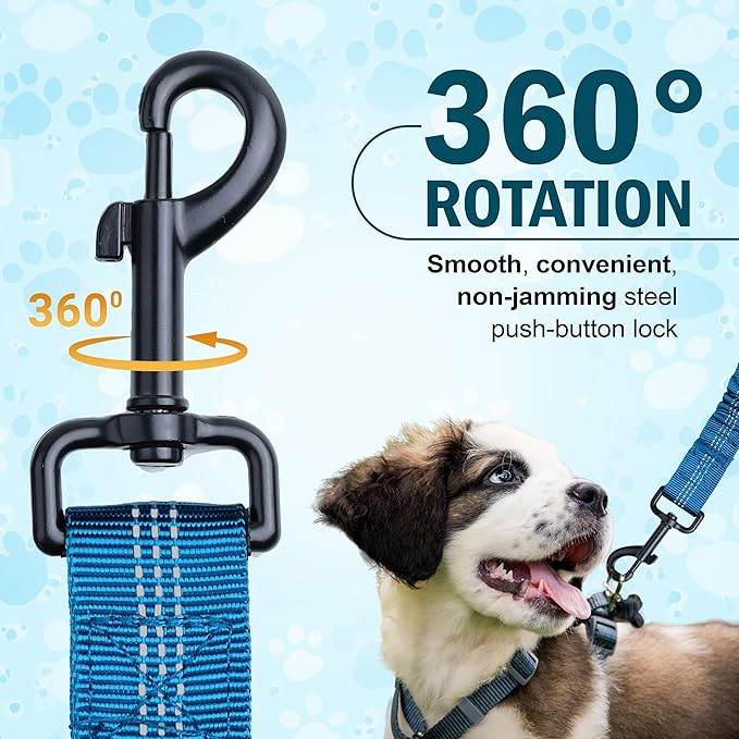 Hands Free Dog Leash with Waist Belt – No-Pull Bungee, Dual Padded Handles & Zipper Pouch for Running, Walking & Training – Adjustable Waist Leash for Large & Medium Dogs