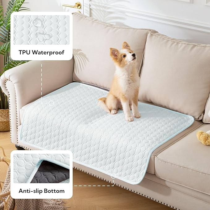 Soulbond Cooling Mat for Large Dogs - 25"x35" Washable Cooling Pad for Dogs & Cats, QMAX>0.3, Anti-Slip Bottom, Portable Summer Cool Pet Bed Pad for Outdoor/Indoor/Cars/Travel Use, Aqua Green
