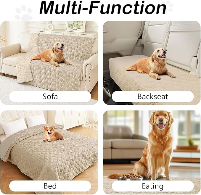 hyha Waterproof Dog Bed Blanket, Soft Pet Blankets, Waterproof Couch Cover for Dogs, Reversible Sofa Covers Washable for Furniture (30x53 Inch, Taupe/Taupe)
