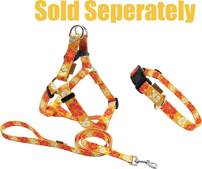 Dog Collar, Cute Floral Pattern, Soft and Adjustable Collar with Quick Release Buckle (S (Neck 11-18", Width 5/8"), Hawaiian Orange)