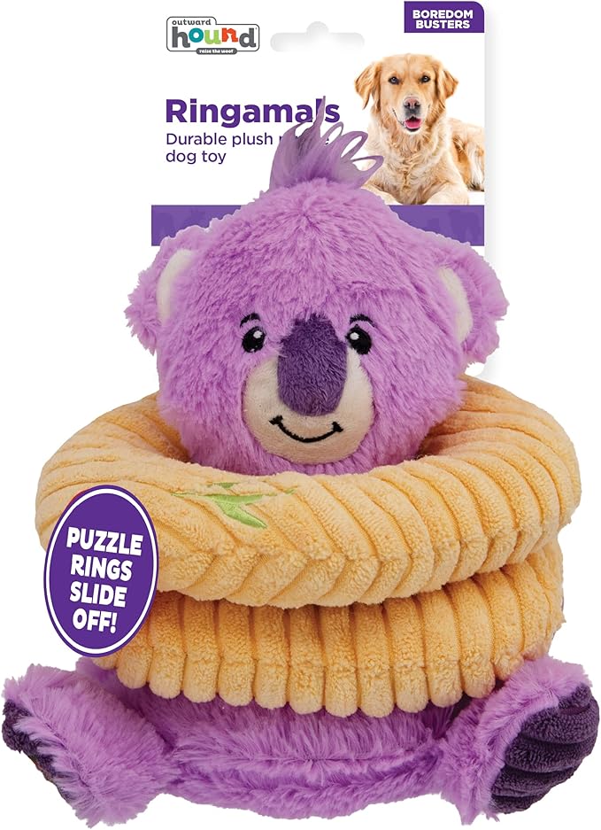 Charming Pet Ringamals Koala Interactive Plush Dog Toy Puzzle Medium