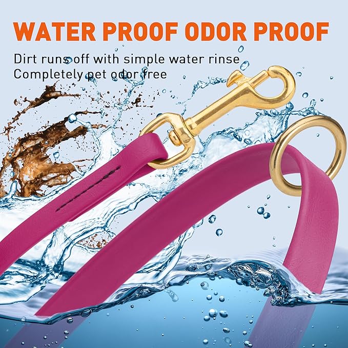 Viper Biothane K9 Working Dog Leash Waterproof Lead for Tracking Training Schutzhund Odor-Proof Long Line with Solid Brass Snap for Puppy Medium and Large Dogs 4ft, Magenta Pink