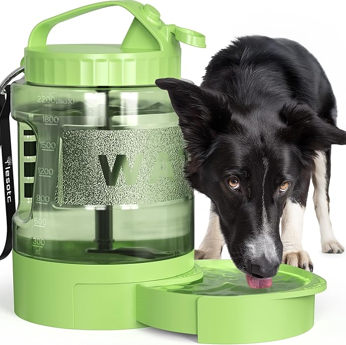 Portable Dog Travel Water Bottle - 77oz Large Travel Water Bowl for Dogs Camping Hiking Beach Traveling Essentials,Big Pet Bottles Bowl Water Dispenser for On The Go Park Car Walking Accessories