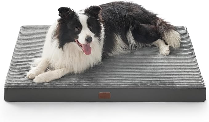 Bedsure ComfyFleece XL Dog Bed for Crate - Extra Large Orthopedic Pet Beds with Removable Washable Cover, NOT Waterproof Egg Crate Foam Mat for Pets Up to 80 lbs, 41"x27"x3.3", Not for Chewers