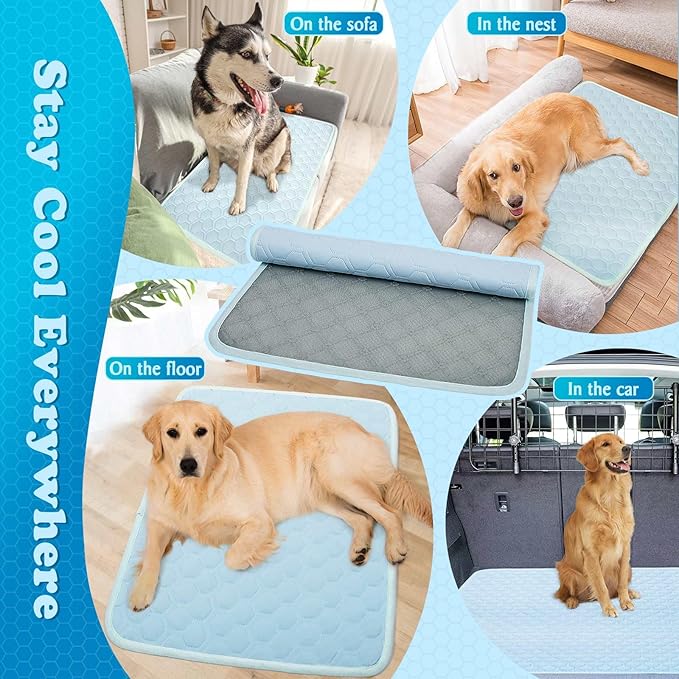 Dog Cooling Mat Thicken Breathable Arc-Chills Cooling Mat for Large Dogs | 5°F Drop Pet Cool Pad Non-Slip Washable Cat Cool Bed for Indoor | Outdoor