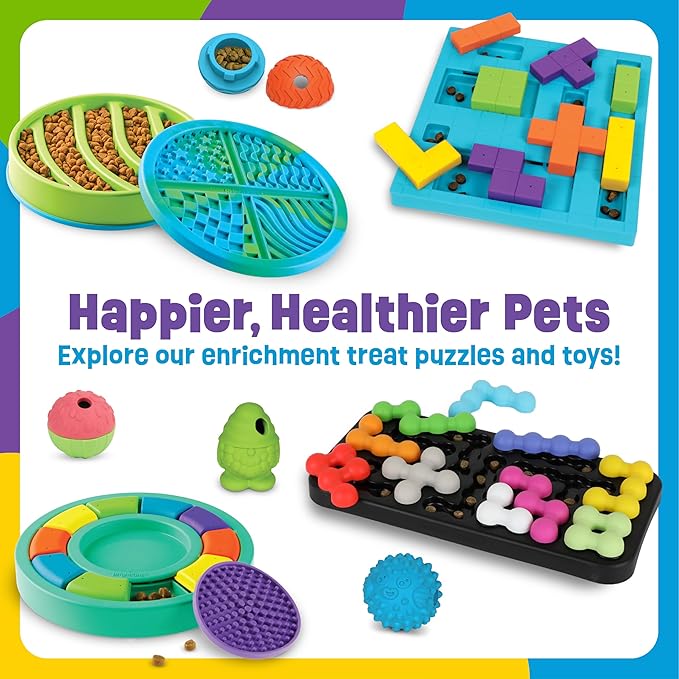 Brightkins Spin & Seek Hexagon Treat Puzzle - Interactive Dog Toys, Puzzle Feeder for Small and Large Dogs, Enrichment Toy Puzzles to Keep Pets Busy, Treat Dispensing Puppy Toys, Cognitive Dog Toy