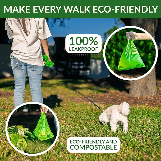 Extra-thick Compostable Dog Waste Bags - Leakproof, Durable & Eco-friendly (200 Bags)