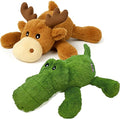 KONG XL 2 Pack - Soft Plush Dog Toy for Large Breeds - Durable, Cuddly & Squeaky - Perfect for Play & Comfort (Moose/Alligator)