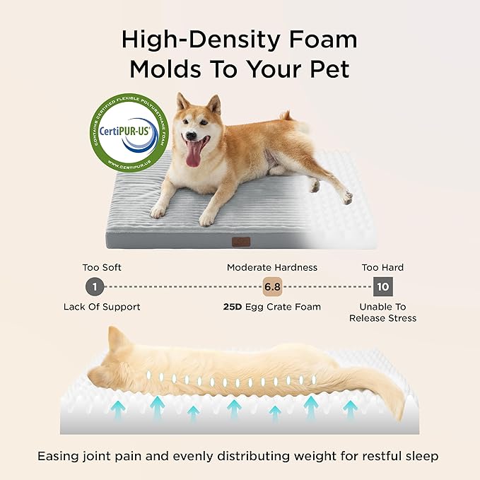Bedsure ComfyFleece Dog Bed for Small Dogs - Orthopedic Pet Beds with Removable Washable Cover, NOT Waterproof Egg Crate Foam Puppy Mat, Suitable for Pet Up to 20 lbs, 23"x17"x2.8", NOT for Chewers