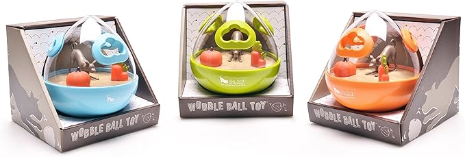 Wobble Ball Interactive Food & Treat Dispensing Puzzle Toy for Puppies & Dogs - Slow Feeder, Mental Enrichment, Forage Skills, Training, Relieves Boredom - Dishwasher Safe, Easy Clean (Pumpkin Orange)