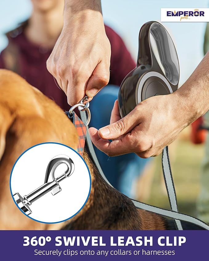 Emperor Pets 16 ft Retractable Dog Leash - Heavy Duty Retractable Pet Leash with Anti-Slip Grip - Reflective Dog Leash Tape for Medium to Large Dogs up to 100 lbs -GY16
