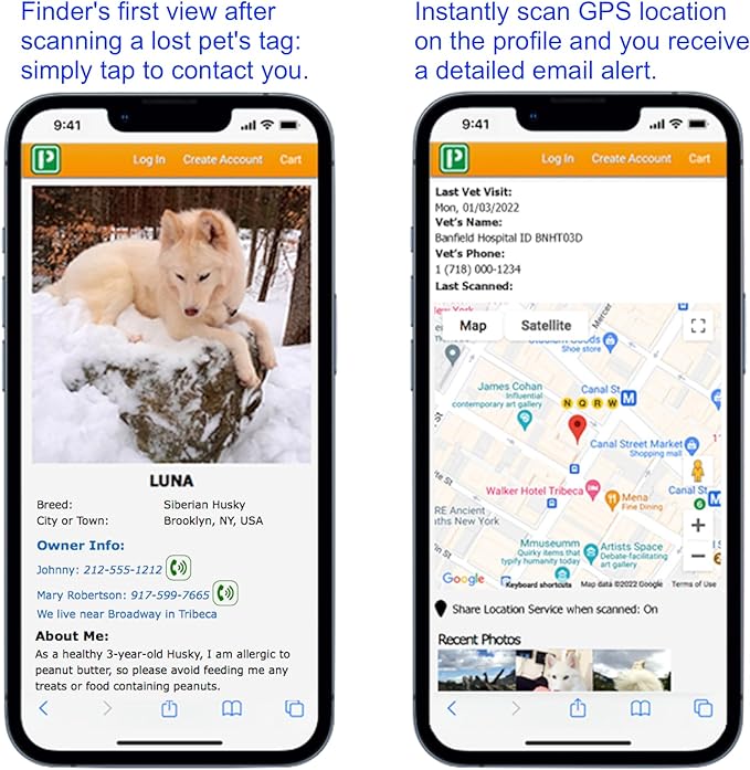 Pet Dwelling Premium NFC & QR Code Smart ID Tag for Dogs - Easy Scanning, Instant Profile Access, Real-Time Location Alerts(Gold Paw)