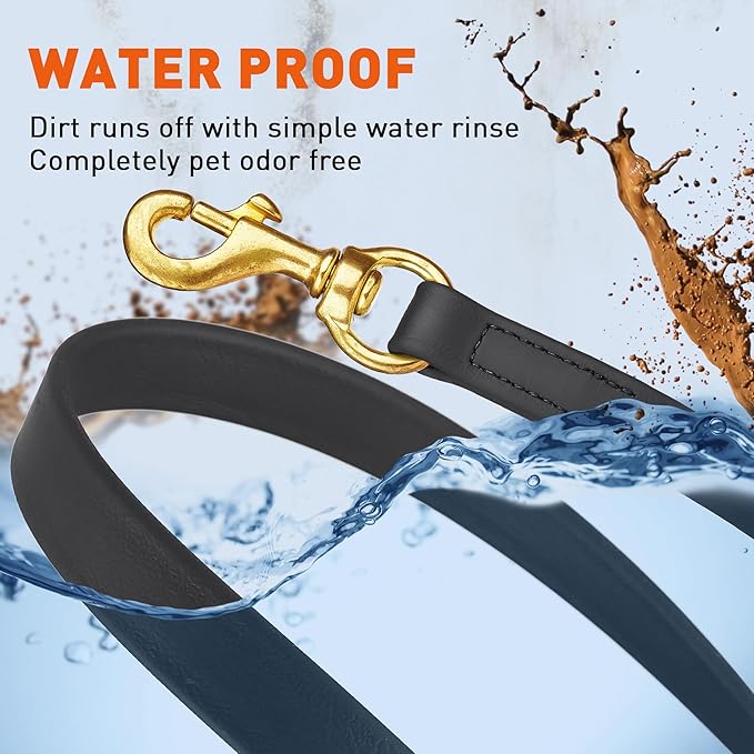 Viper Biothane K9 Working Dog Leash Waterproof Lead for Tracking Training Schutzhund Odor-Proof Long Line with Solid Brass Snap for Puppy Medium and Large Dogs, 15ft Black