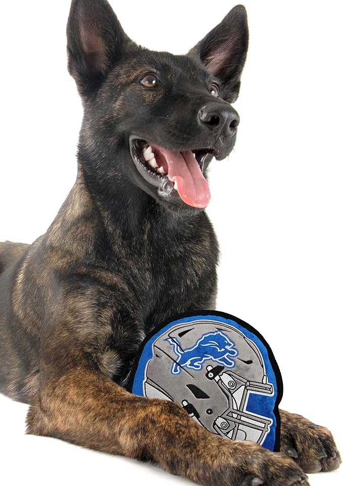 The 1st Ever Tough but Smooth Dog Toy NFL Detroit Lions Football Helmet Tough Pet Toy. A Premium Quality Doggie Toy with Built-in Squeaker. Sports Fans Favorite Chew Toy