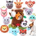 13 Pcs Hide and Seek Dog Toys Activity Puppy Chew Squeaky Animal Plush Woodland Toys with Crinkle Treehouse Interactive Pet Stuffed Gift with Squeakers for Small Medium Pets Dogs Puppy