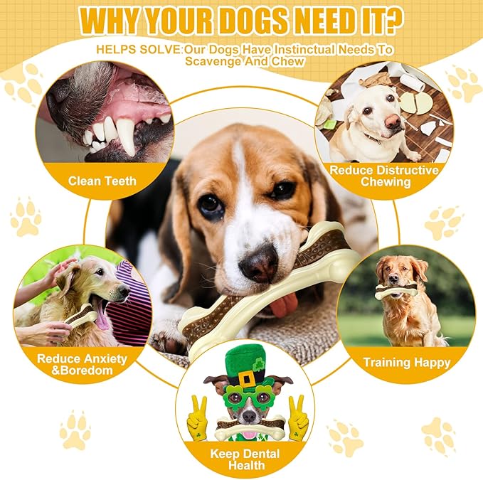 Sosation Dog Toys for Aggressive Chewers Indestructible Nylon Dog Bones Beef Flavor Teething Chew Toys Bones for Large Puppies