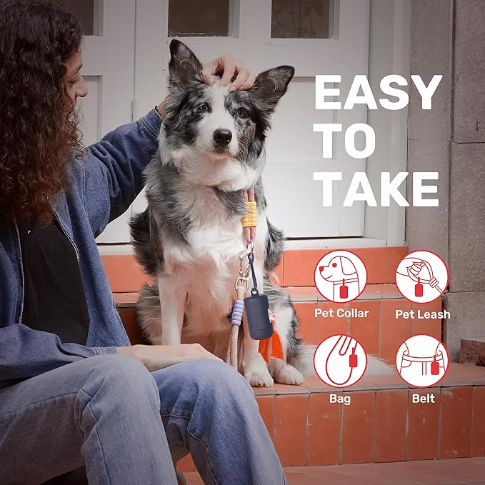 FUKUMARU Poop Bags For Dogs, 120 Rose Scent Dog Poop Bag Holder and Dispenser with Leash Attachment for Dogs, Cats and Multi-pet Use - Running Pattern Bags, Blue Holder