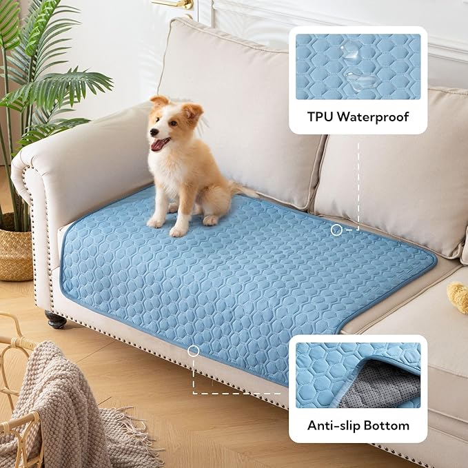 Soulbond Cooling Mat for Large Dogs - 29"x40" Washable Cooling Pad for Cats, QMAX>0.3, Anti-Slip Bottom, Portable Summer Cool Pet Bed Pad for Outdoor/Indoor/Cars/Travel Use, Ocean Blue