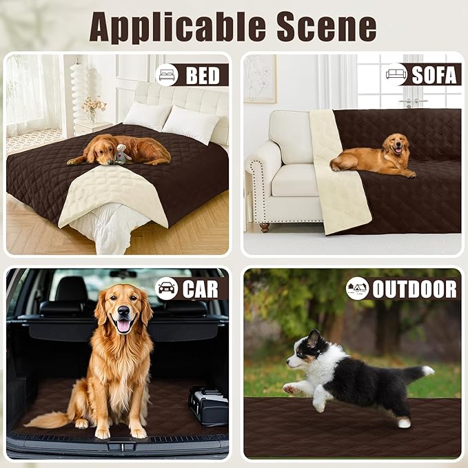 Smiry Waterproof Dog Bed Cover Blanket 40x70, Soft Reversible Pet Blanket, Washable Leakproof Cats Dogs Couch Cover for Sofa, Couch, Furniture, Chocolate/Beige